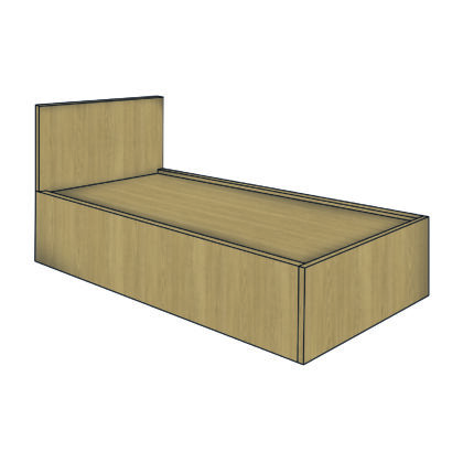 Anti-ligature single bed with headboard and no underbed storage, finished in light wood.
