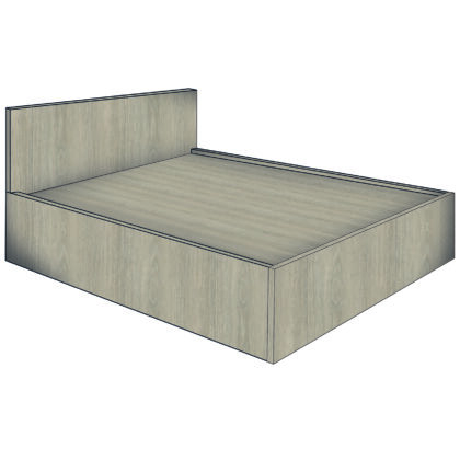 Anti-ligature double bed with no storage and integrated headboard in light oak finish.
