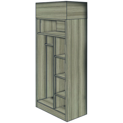 Full-height double wardrobe with split interior for hanging and shelving, suitable for anti-ligature environments.