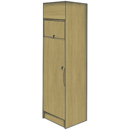 Full-height anti-ligature single wardrobe with lockable door and flush anti-climb top panel.
