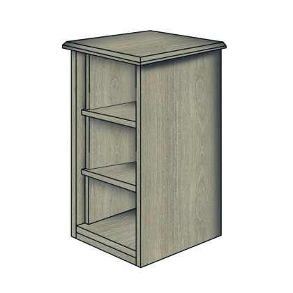 Anti-ligature bookcase with fixed shelves and a sloped top, constructed from durable MFC.